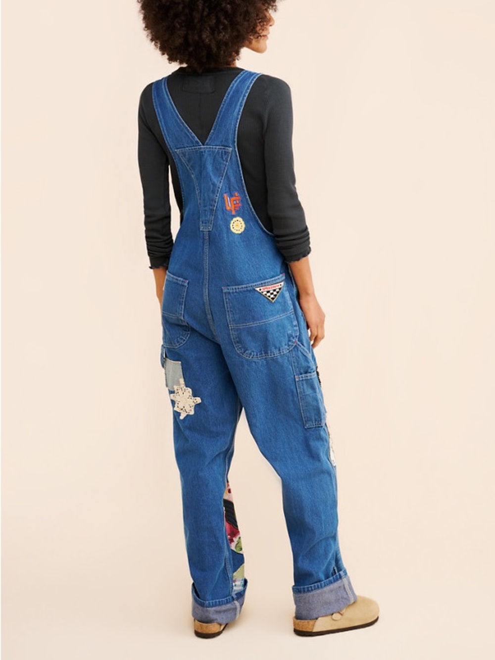 Riley Vintage Eclectic Patchwork Straight Leg Denim Jumpsuit Denim Overalls 1X - Picture 3 of 15